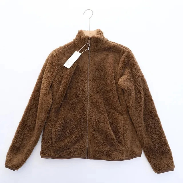 Weiche Sherpa Zip Up Hohe Kragenjacke, Fleeceweste