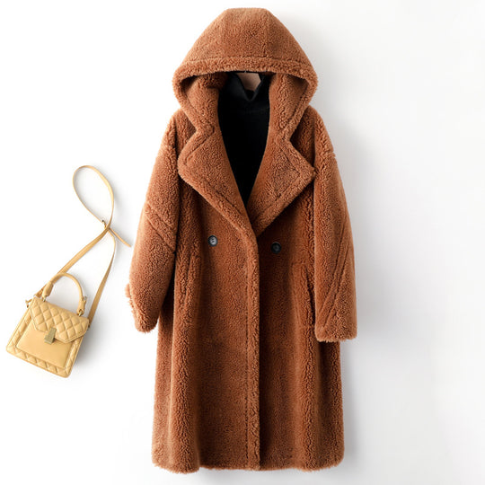 Damen-Teddy-Mantel aus Lammwolle