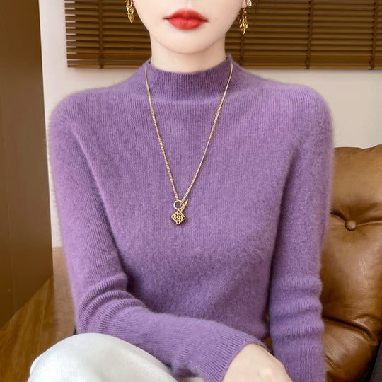 Damen-Strickpullover mit Stehkragen, figurbetont
