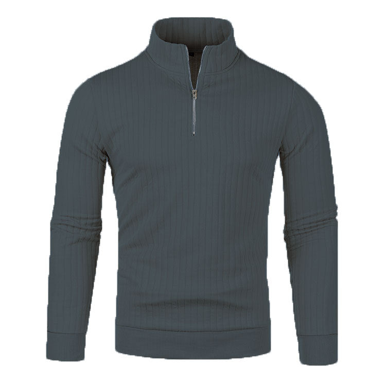 Herren-Strickpullover mit Stehkragen und Reißverschluss