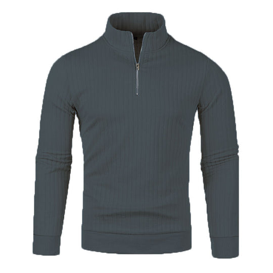 Herren-Strickpullover mit Stehkragen und Reißverschluss