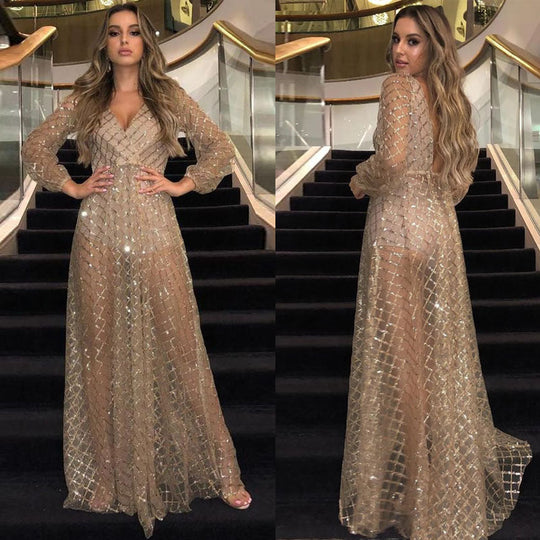 Damen Elegantes Transparenzkleid mit glanzvollen Akzenten