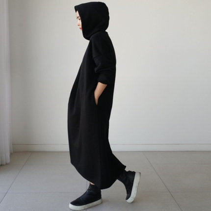 Damen Maxikleid‑Hoodie aus schwerem Sweat mit kastiger Oversize‑Silhouette Shop Nory