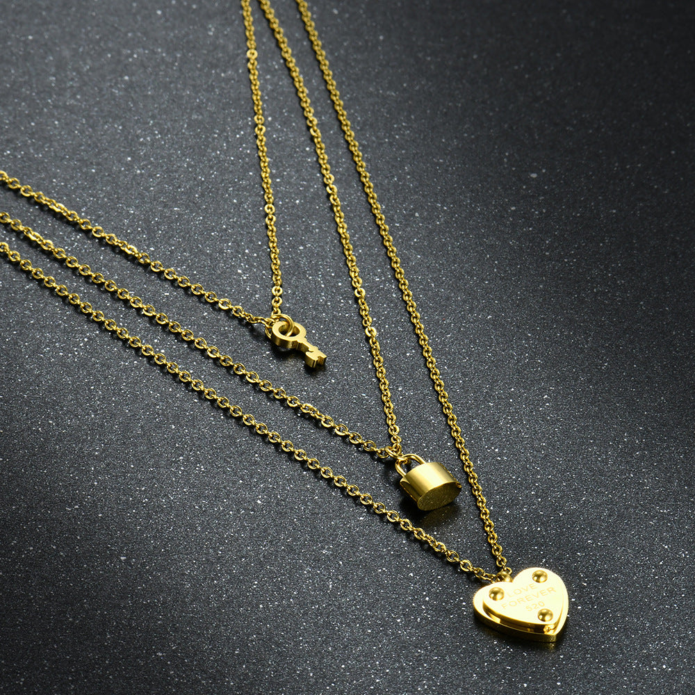 Damen Halskette mit herzförmigem Anhänger und Schlüsselmotiv Shop Nory