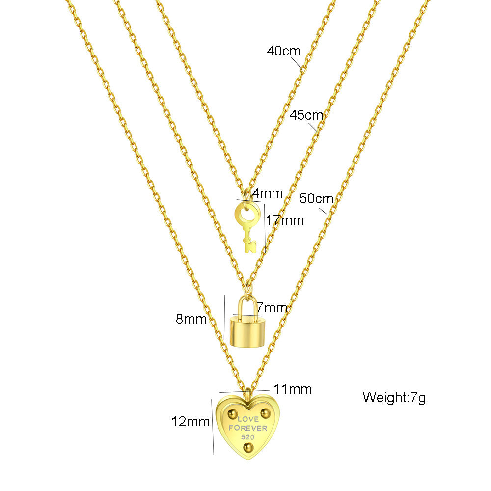 Damen Halskette mit herzförmigem Anhänger und Schlüsselmotiv Shop Nory