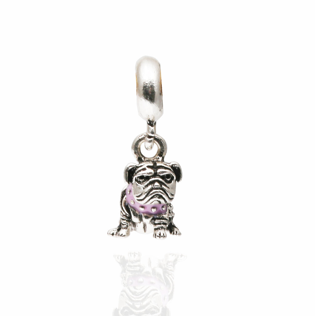 Herz-Charms mit Vogel-Motiv und Emaillierten Blättern