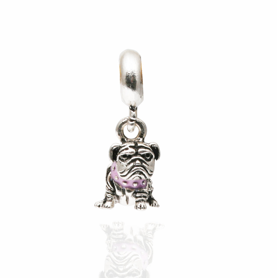 Herz-Charms mit Vogel-Motiv und Emaillierten Blättern
