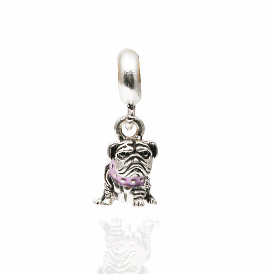 Herz-Charms mit Vogel-Motiv und Emaillierten Blättern