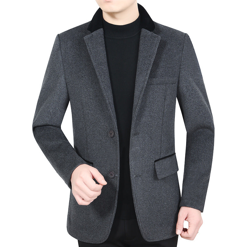 Herren Elegantes Wollmix-Sakko mit Samtkragen und taillierter Passform Shop Nory