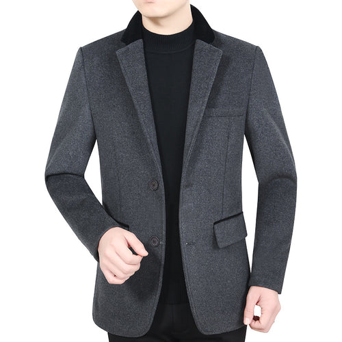 Herren Elegantes Wollmix-Sakko mit Samtkragen und taillierter Passform Shop Nory