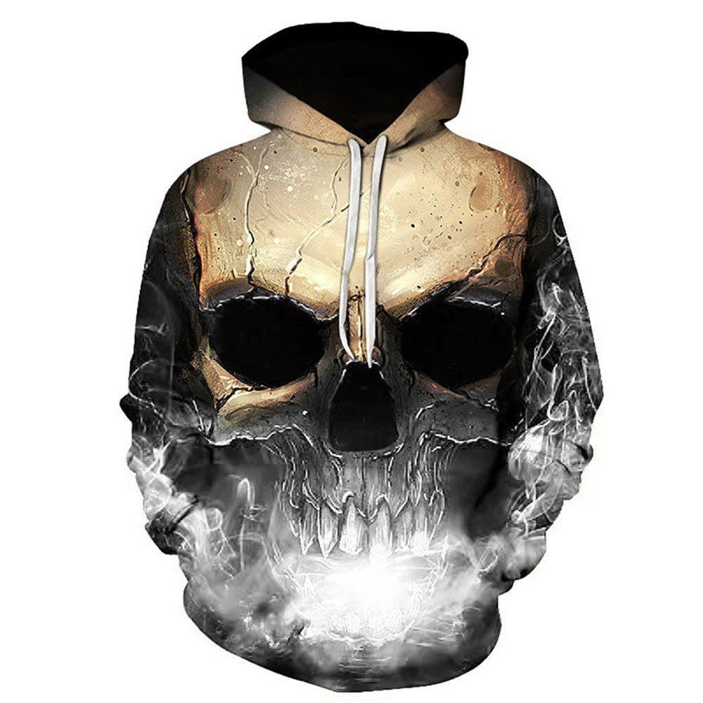 Unisex Kapuzenpullover mit 3D-Schädelprint und Rauch-Effekt Shop Nory