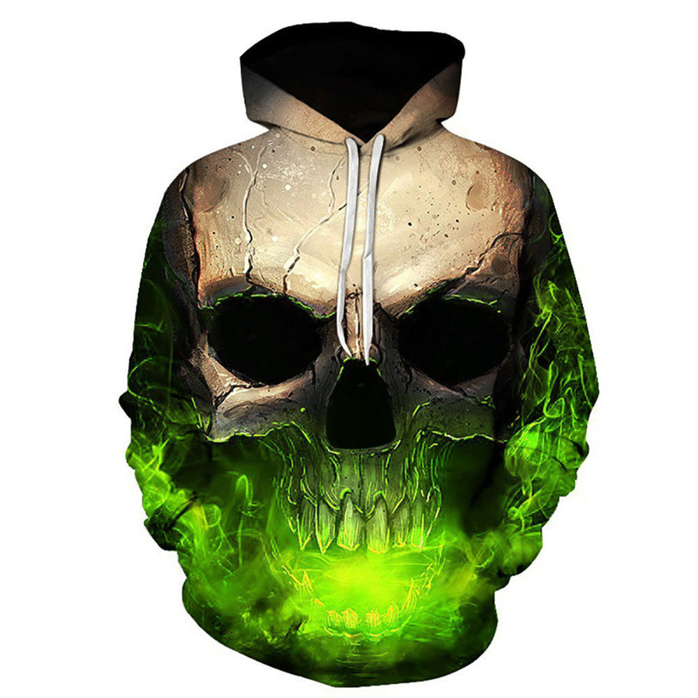 Unisex Kapuzenpullover mit 3D-Schädelprint und Rauch-Effekt Shop Nory