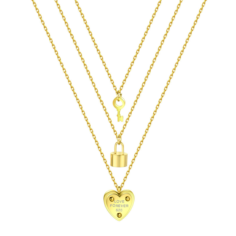Damen Halskette mit herzförmigem Anhänger und Schlüsselmotiv Shop Nory
