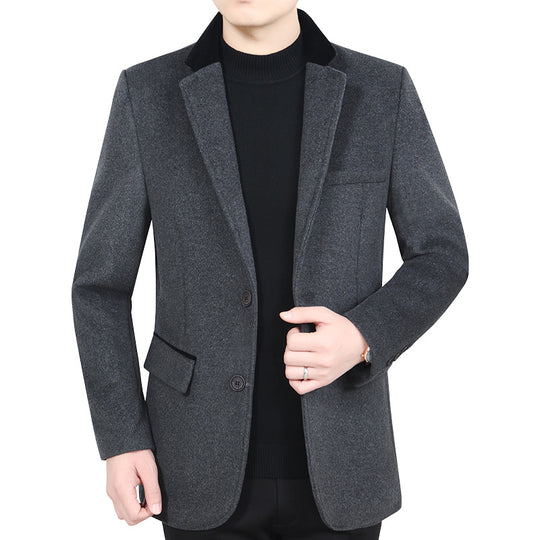 Herren Elegantes Wollmix-Sakko mit Samtkragen und taillierter Passform Shop Nory
