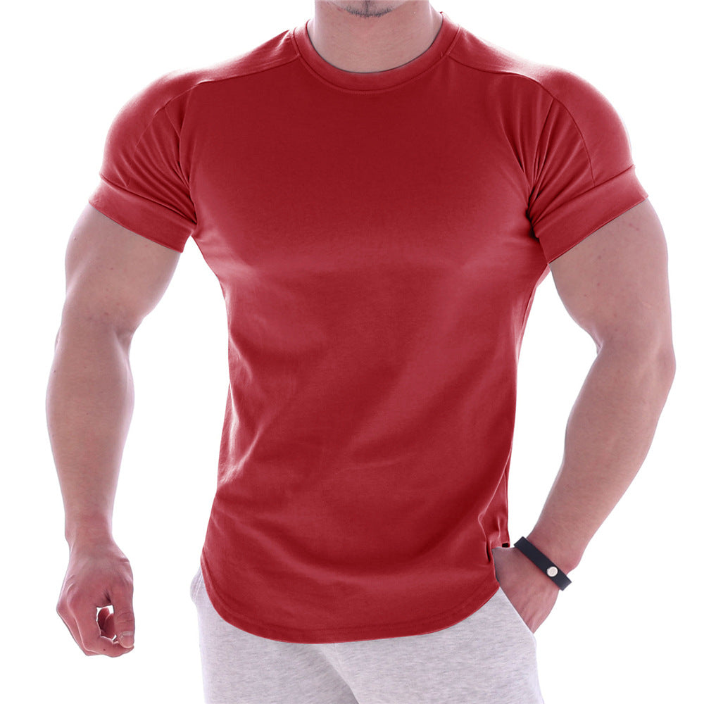 Herren nan körperbetontes Kurzarmshirt aus Baumwoll-Elastan-Mix mit Rundhalsausschnitt und abgerundetem Saum