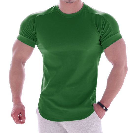 Herren nan körperbetontes Kurzarmshirt aus Baumwoll-Elastan-Mix mit Rundhalsausschnitt und abgerundetem Saum