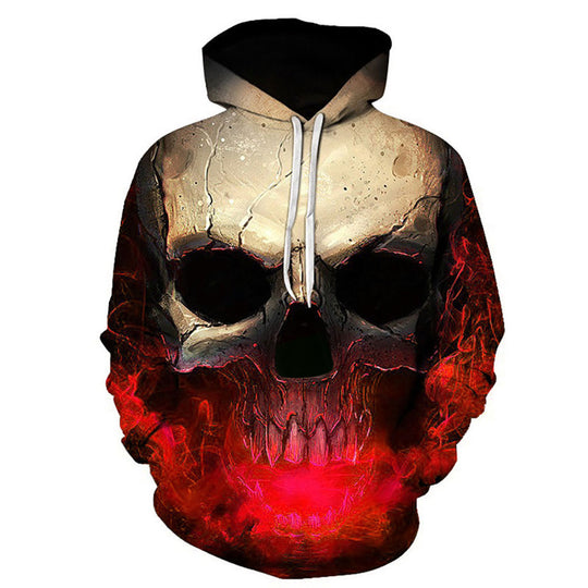 Unisex Kapuzenpullover mit 3D-Schädelprint und Rauch-Effekt Shop Nory