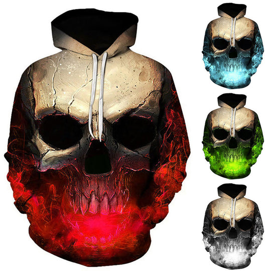 Unisex Kapuzenpullover mit 3D-Schädelprint und Rauch-Effekt Shop Nory