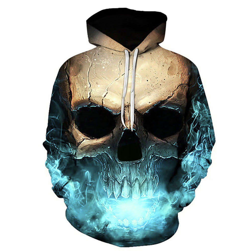 Unisex Kapuzenpullover mit 3D-Schädelprint und Rauch-Effekt Shop Nory