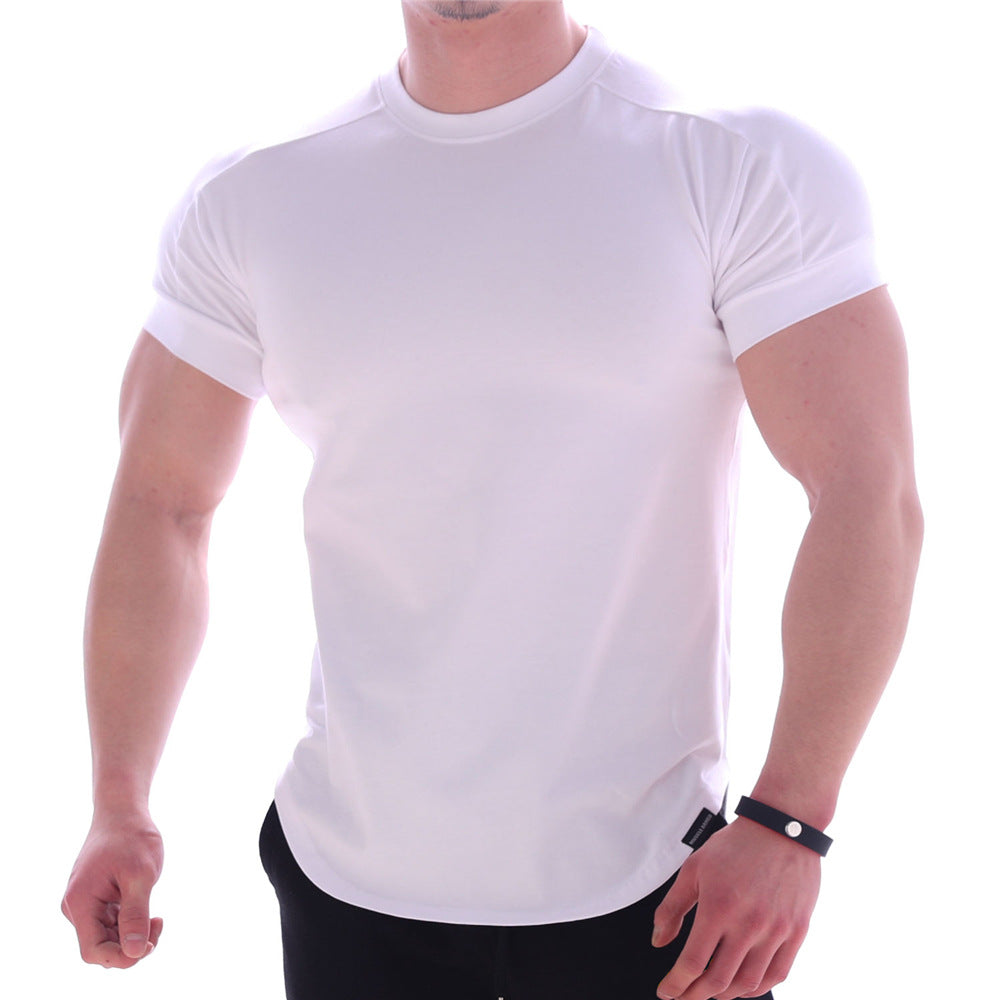 Herren nan körperbetontes Kurzarmshirt aus Baumwoll-Elastan-Mix mit Rundhalsausschnitt und abgerundetem Saum
