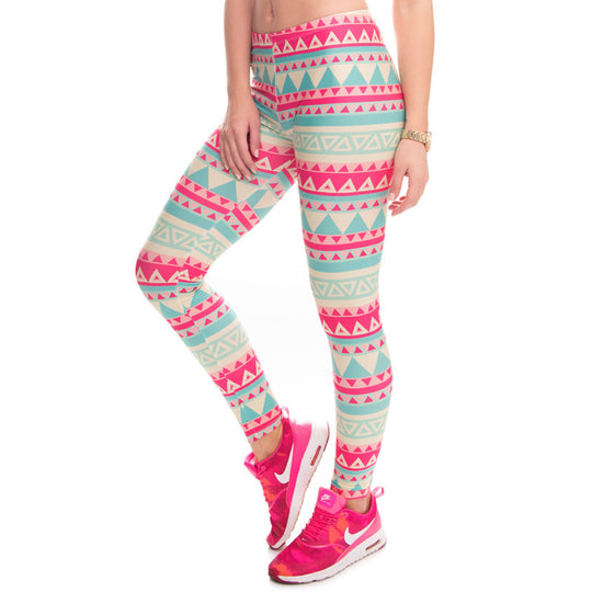 Damen Ethno-Print Leggings mit hohem Bund und elastischem Stretchstoff Shopy Nory