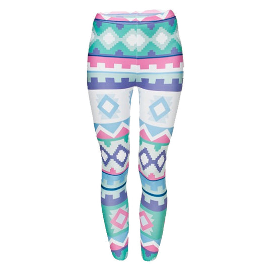 Damen Ethno-Print Leggings mit hohem Bund und elastischem Stretchstoff Shopy Nory