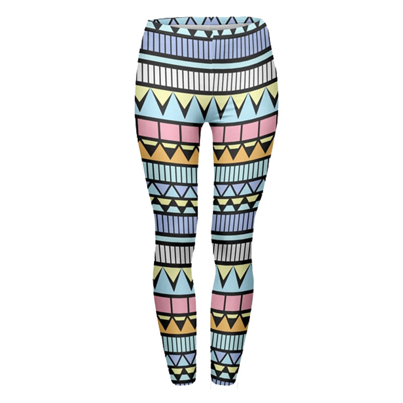 Damen Ethno-Print Leggings mit hohem Bund und elastischem Stretchstoff Shopy Nory