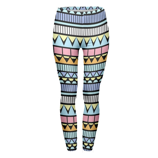 Damen Ethno-Print Leggings mit hohem Bund und elastischem Stretchstoff Shopy Nory