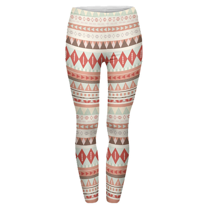 Damen Ethno-Print Leggings mit hohem Bund und elastischem Stretchstoff Shopy Nory