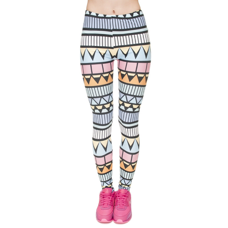 Damen Ethno-Print Leggings mit hohem Bund und elastischem Stretchstoff Shopy Nory