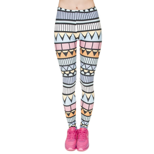 Damen Ethno-Print Leggings mit hohem Bund und elastischem Stretchstoff Shopy Nory