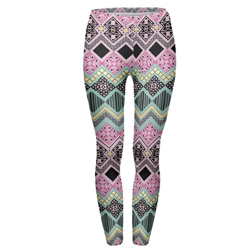 Damen Ethno-Print Leggings mit hohem Bund und elastischem Stretchstoff Shopy Nory