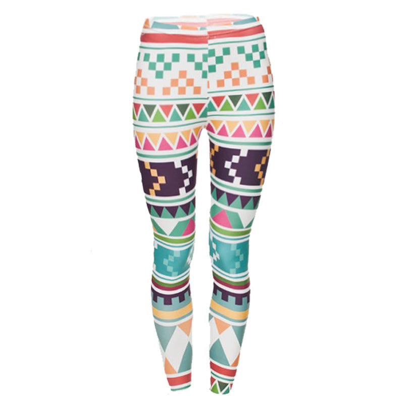Damen Ethno-Print Leggings mit hohem Bund und elastischem Stretchstoff Shopy Nory