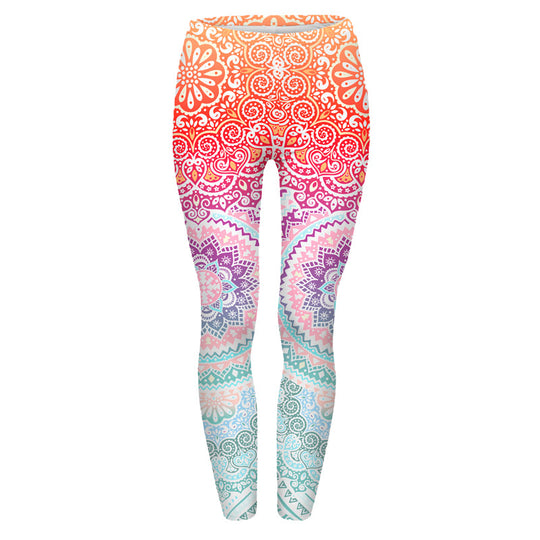 Damen Mandala-Ombre Leggings mit hohem Bund und formendem Stretch Shopy Nory