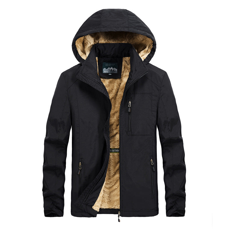 Herren Utility-Kapuzenjacke mit durchgehendem Reißverschluss und warmem Kunstfellfutter Shop Nory
