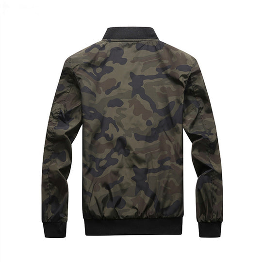 Herren Leichte Camouflage-Nylon-Bomberjacke mit Ärmeltasche, Reißverschluss und Rippbündchen Shop Nory