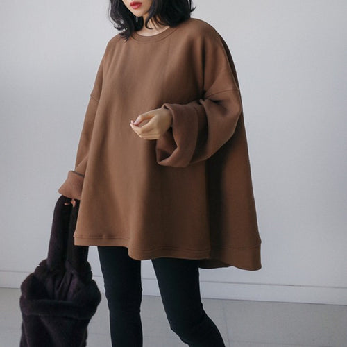 Damen Oversize-Fleece-Sweatshirt mit verlängertem Rückenteil und überschnittenen Schultern Shop Nory