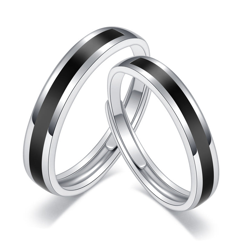 Damen moderner Edelstahlring mit eleganten Schwarzdetails Shop Nory