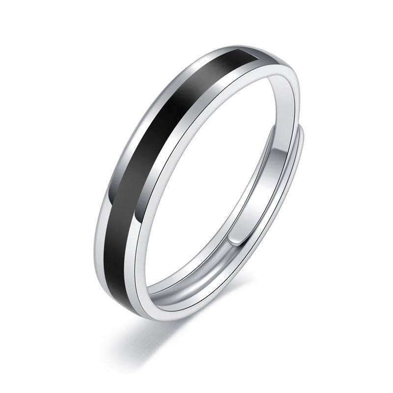 Damen moderner Edelstahlring mit eleganten Schwarzdetails Shop Nory
