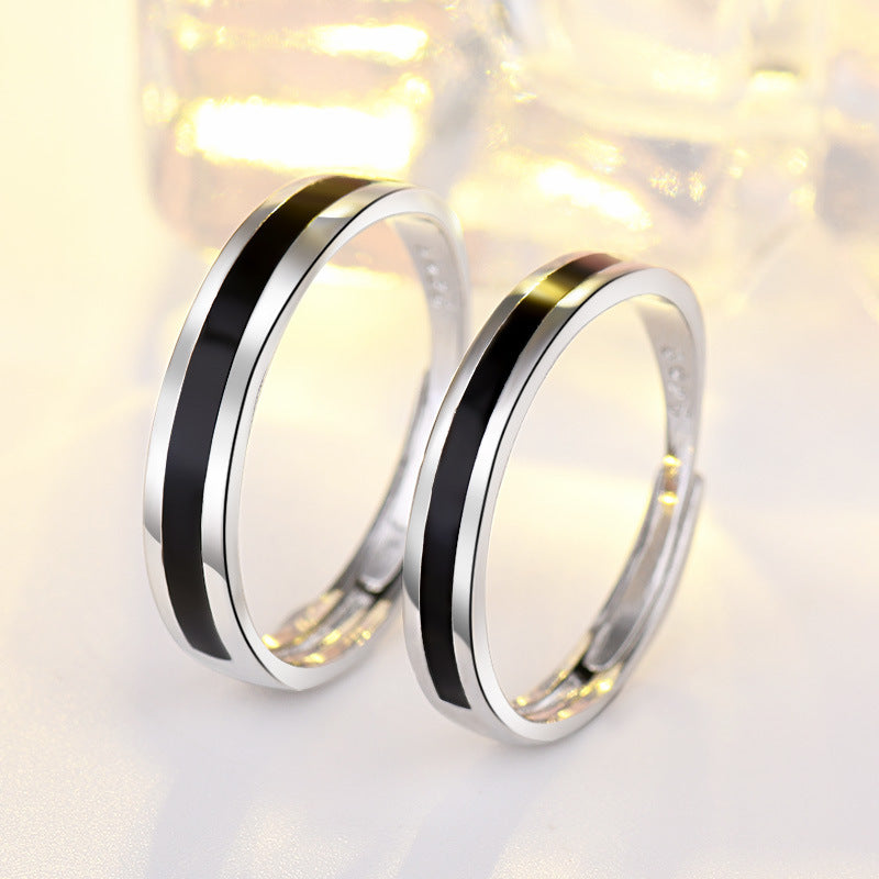 Damen moderner Edelstahlring mit eleganten Schwarzdetails Shop Nory