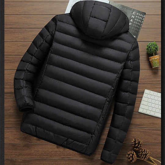 Herren Leichte gesteppte Kapuzenjacke mit Thermofutter und Reißverschlusstaschen Shop Nory