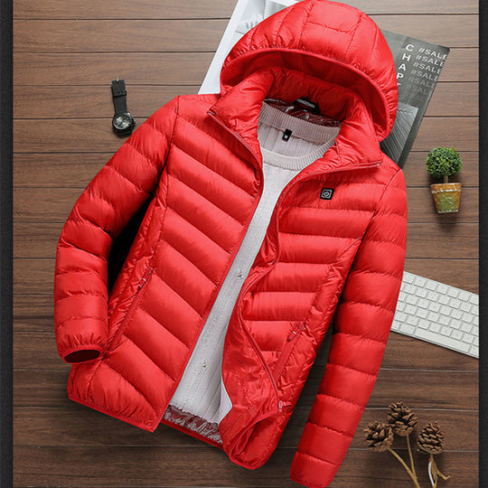 Herren Leichte gesteppte Kapuzenjacke mit Thermofutter und Reißverschlusstaschen Shop Nory