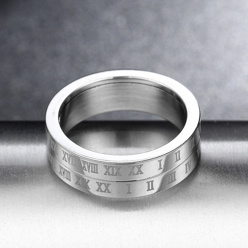 Drehbarer Spinning Silber Beschichteter Römischer Ziffern Gravierter Angst Ring | Shop Nory