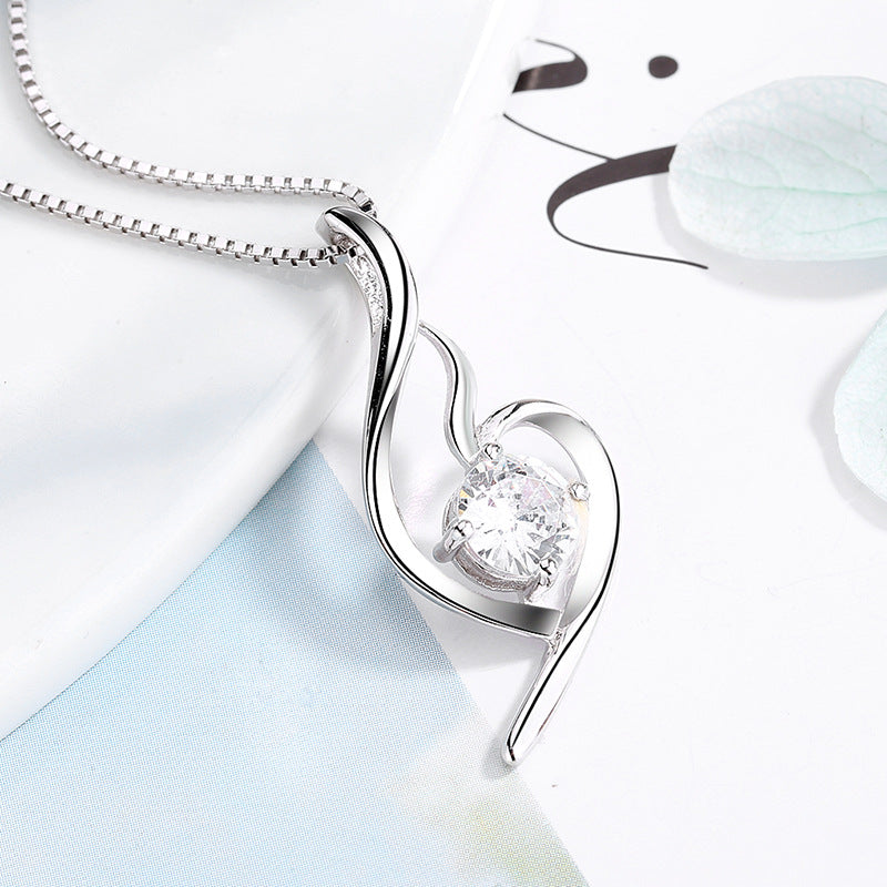 Damen Halskette mit elegantem, geschwungenem Design und funkelndem Amethystanhänger Shop Nory