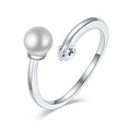 Damen Offener Ring mit elegantem Perlen- und Herz-Zirkonia-Design Shop Nory