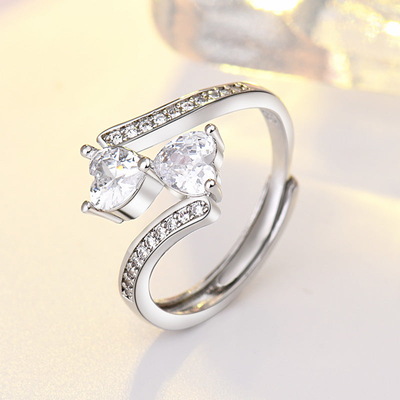 Damen verstellbarer Ring mit funkelnden Herz-Zirkonia und elegantem Design Shop Nory