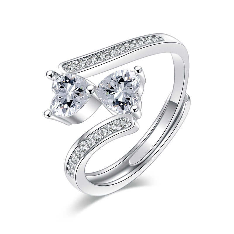 Damen verstellbarer Ring mit funkelnden Herz-Zirkonia und elegantem Design Shop Nory