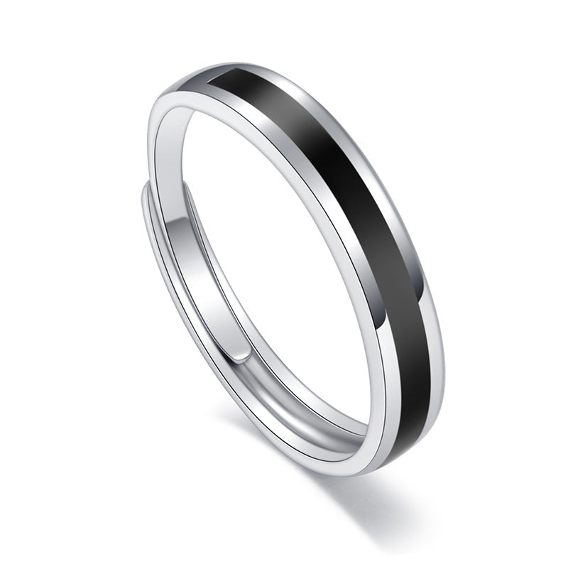 Damen moderner Edelstahlring mit eleganten Schwarzdetails Shop Nory