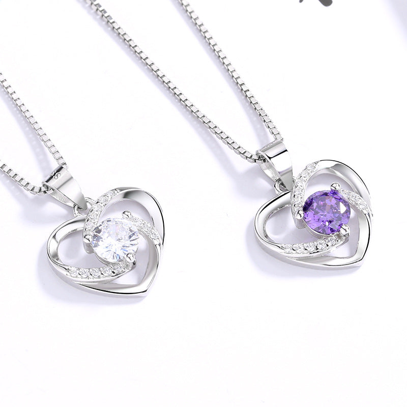 Damen Anhänger mit herzförmigem Design und funkelndem Stein Shop Nory