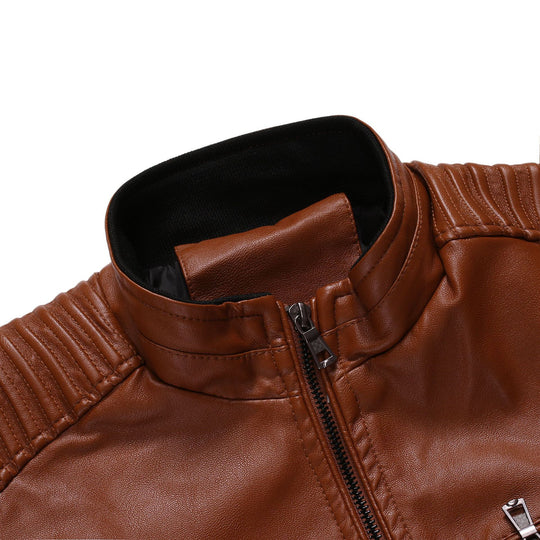 Herren taillierter Moto-Blouson aus weicher Lederoptik mit ergonomischer Schultersteppung und verdeckten Reißverschlüssen Shop Nory
